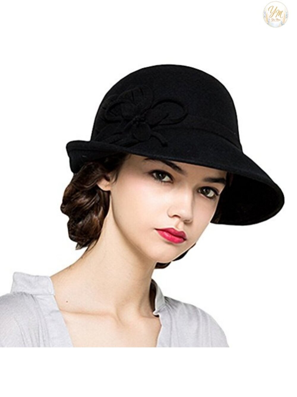 Wool Felt Flowers Church Bowler Hat Bucket Hat